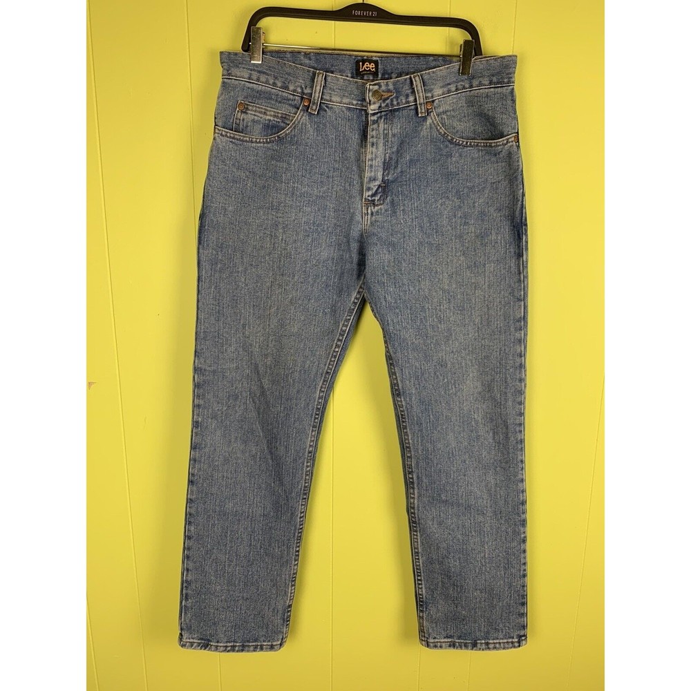Lee Jeans 34x30 Mens Regular Fit Straight Leg Work Use Blue Denim